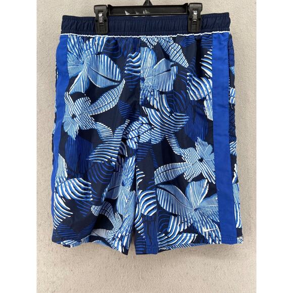 Nike Swim Trunks Mens L Blue Drawstring Patterned Mesh Lined Beach Board‎ Pocket - Picture 1 of 13